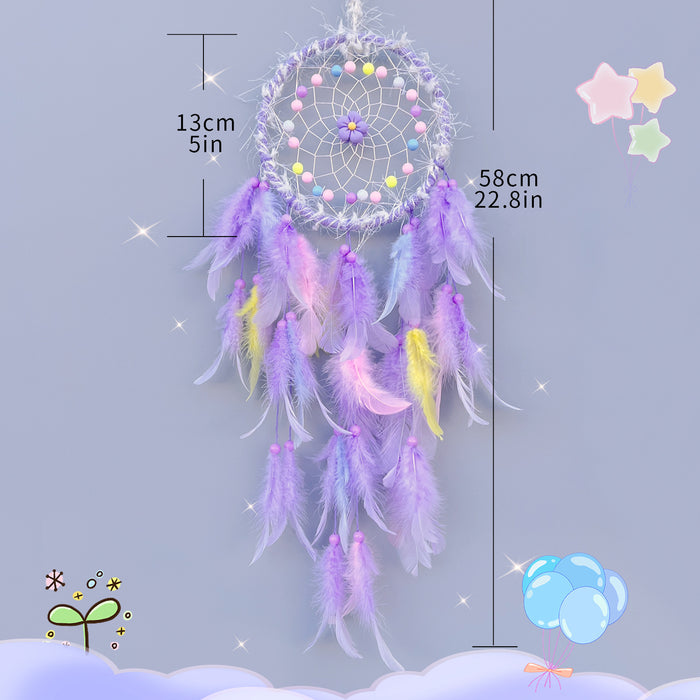 Wholesale Handwoven Dreamcatcher Hanging Decoration Cream Pink Floral Kids Room Home Decor MOQ≥2