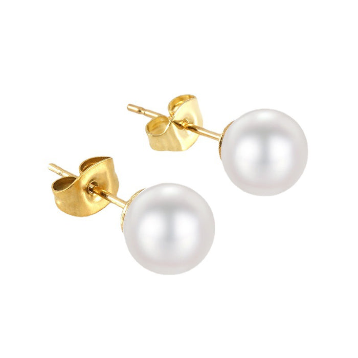 Wholesale Stainless steel pearl stud earrings for women