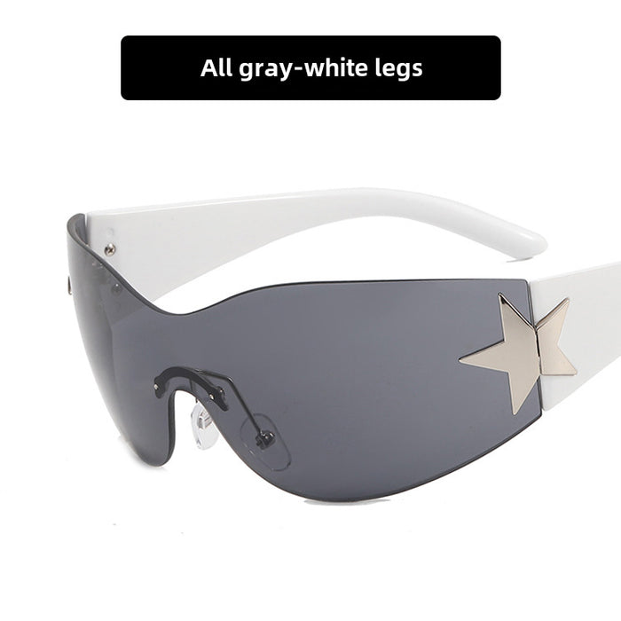 Wholesale Frameless pentagram integrated pilot sunglasses, sunshade sunglasses