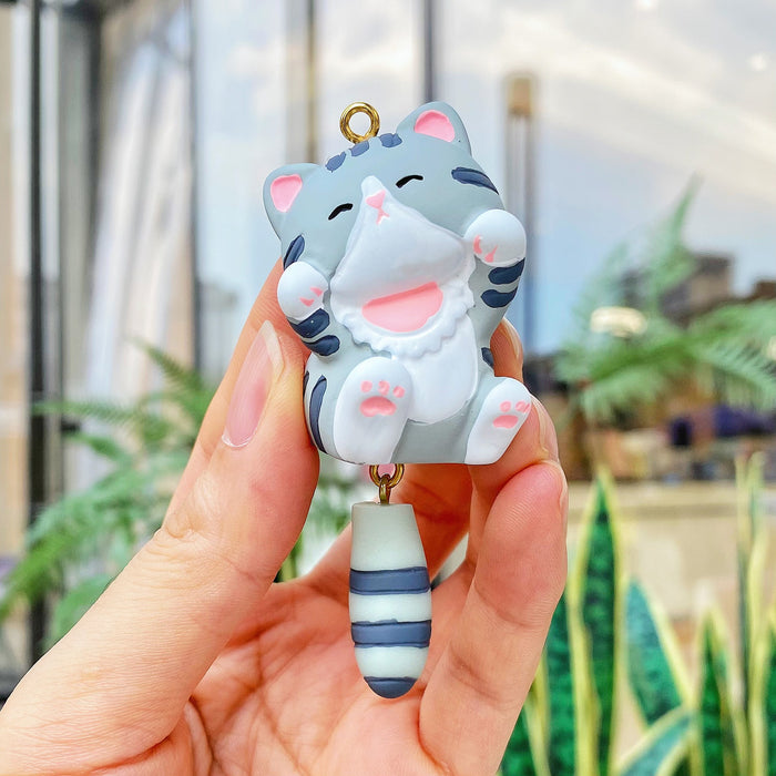 Wholesale Plush keychain Siamese cat pendant resin cat key chain