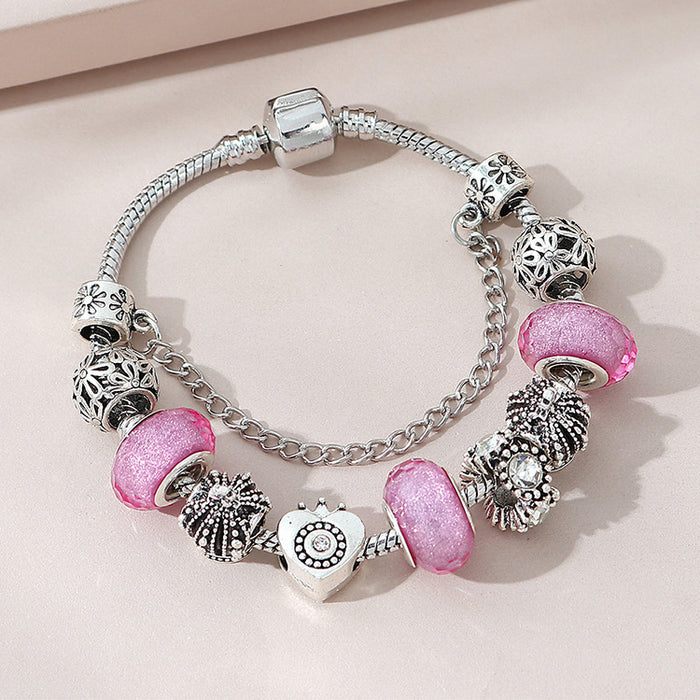 Wholesale Hollow Crown Heart Shape Beaded Crystal Bracelet JDC-BT-Qianzi001