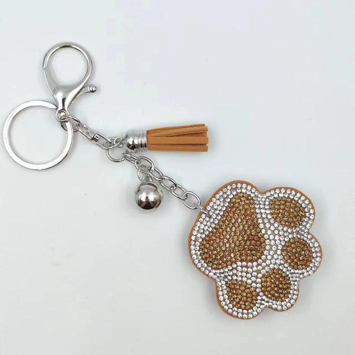 Wholesale Rhinestone Cartoon Bear Paw Keychain