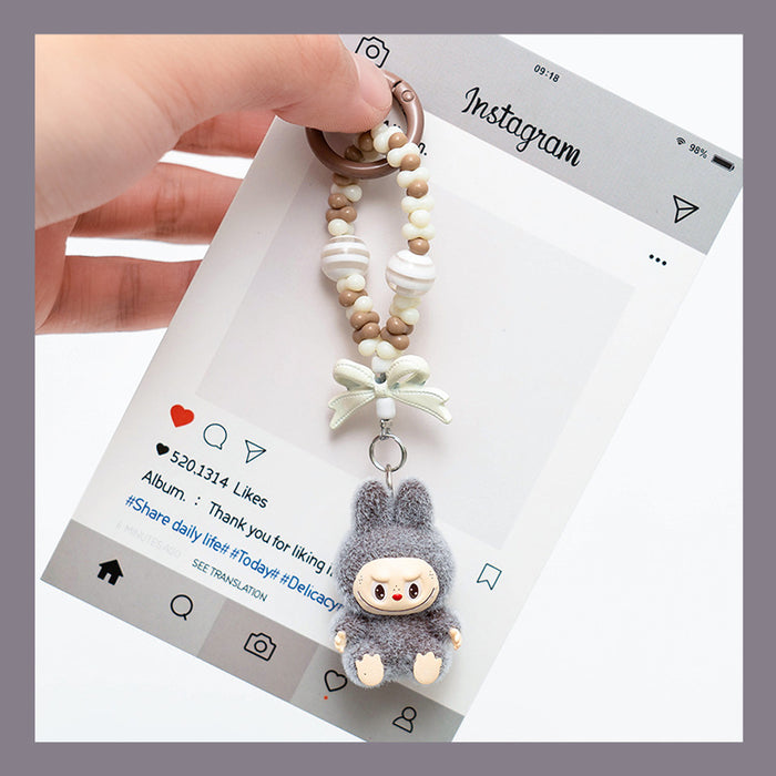 Wholesale Flocked mini keychain,  vinyl,  cute grain,  strolling bag,  mobile phone pendant,  cute ornament