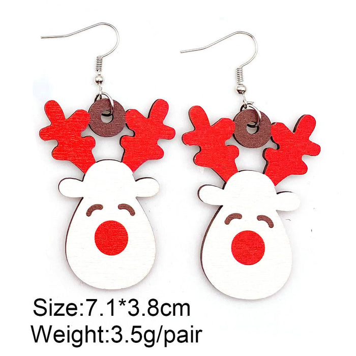 Wholesale Christmas Wooden Earrings Elk  Splicing Earrings Holiday Accessories