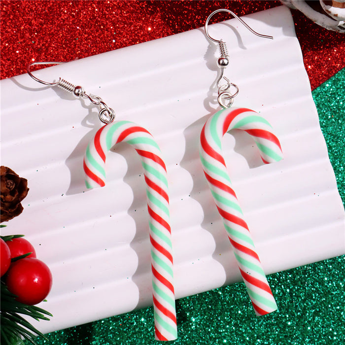 Wholesale Christmas Rainbow Cane Girls Candy Color Earrings