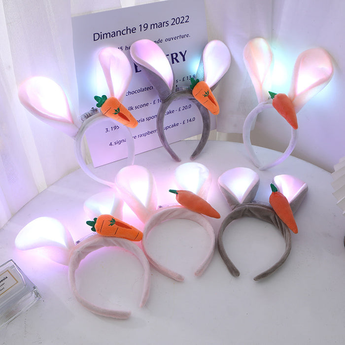 Wholesale 12PCS Plastic LED Carrot Cartoon Rabbit Ear Glow Hair Hoop JDC-HD-MeiY008