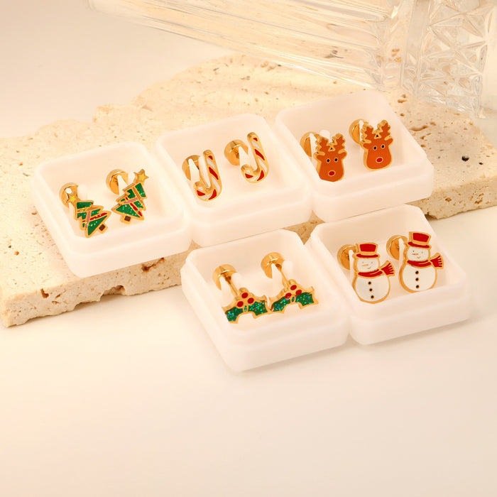 Wholesale Christmas Earrings Metal Creative Versatile Stainless Steel Earrings