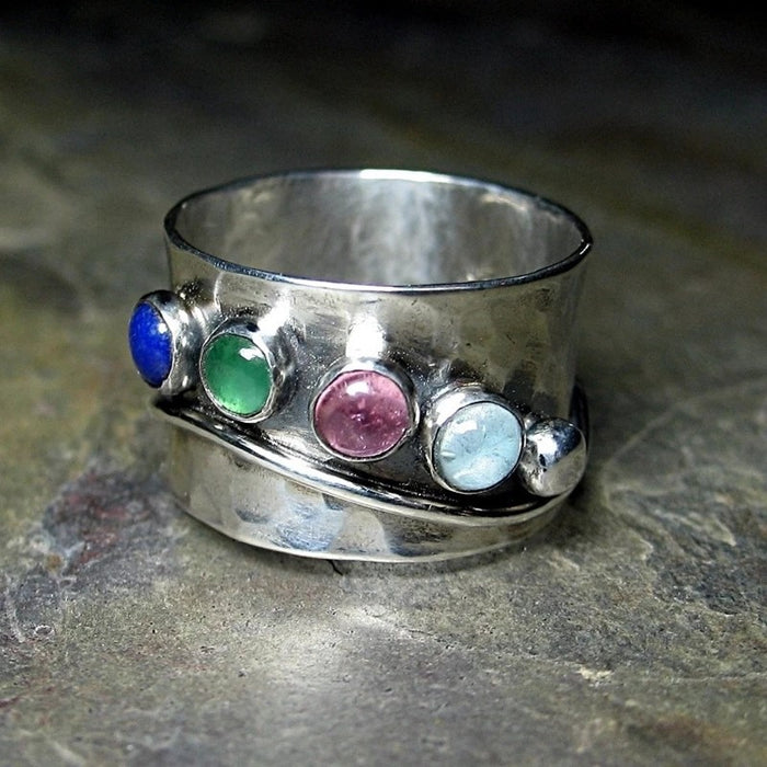 Wholesale Fashionable wide-faced colorful ring