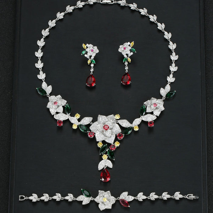 Wholesale Three-Piece Set Necklace Earrings Bracelet Party Wedding Dress Bride Dress Jewelry