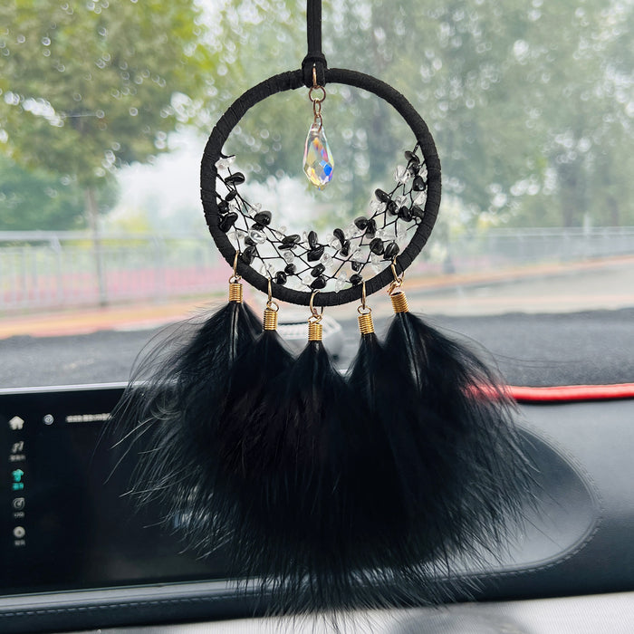 Wholesale Feather Crystal Dreamcatcher Car Hanging Ornament MOQ≥2