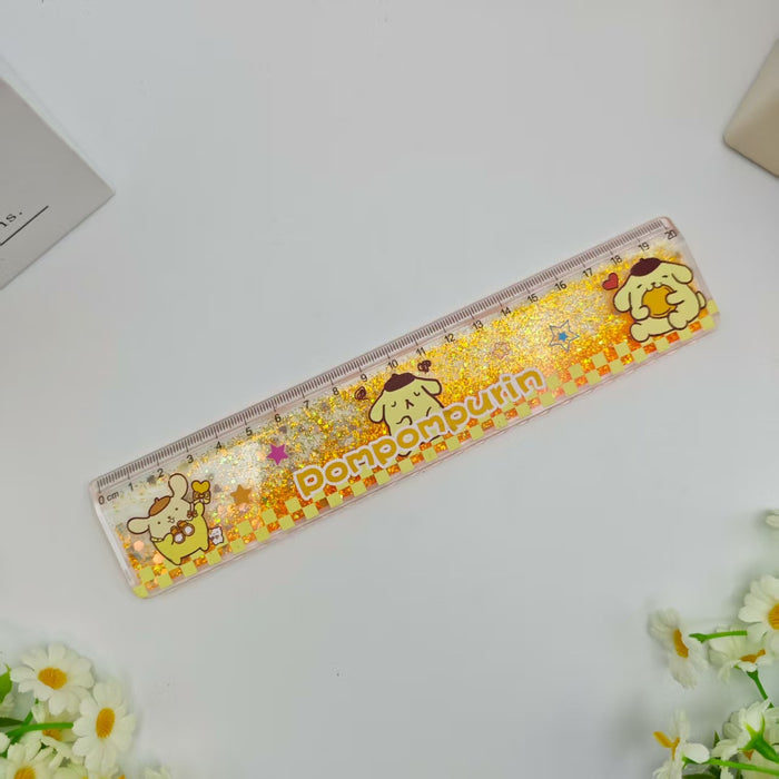 Wholesale Cartoon Quicksand Ruler Gold Powder Decompression Glitter Ruler Set