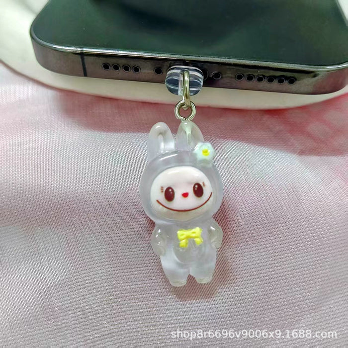 Wholesale Mobile phone dust plug charging port dust cap luminous pull cloth dust plug