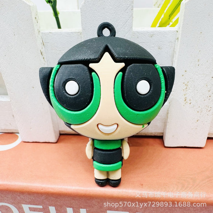 Wholesale 10pcs Cartoon keychain blind box car keychain DIY soft rubber