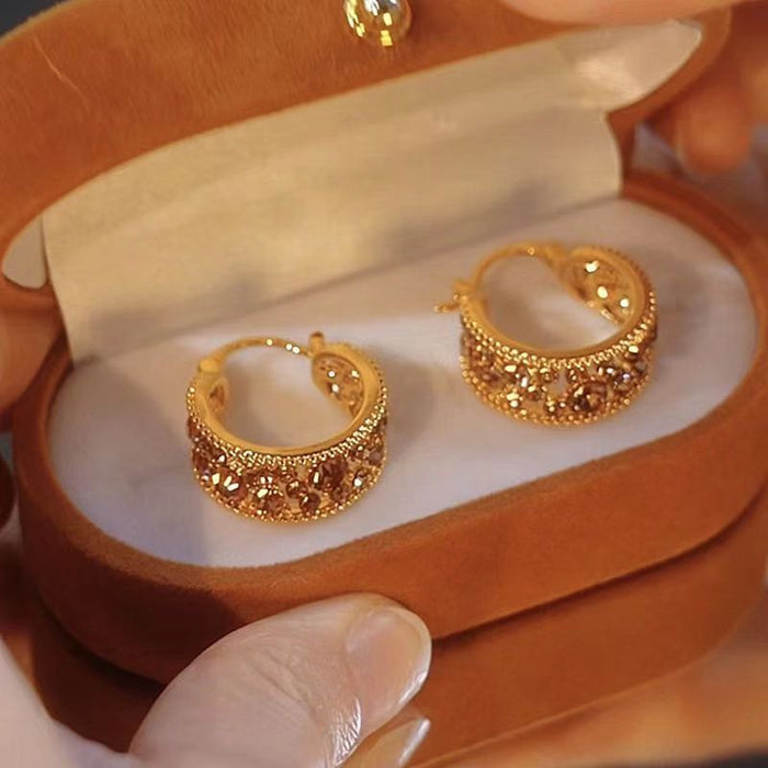 Wholesale Autumn temperament versatile full diamond circle earrings, high-end earrings