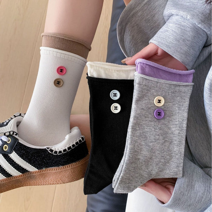 Wholesale Double layered rolled edge socks with niche design, sweat absorbing combed cotton boneless pile socks