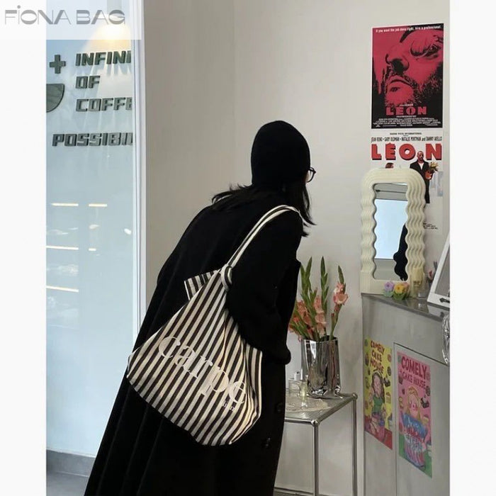 Wholesale Large Capacity All-match Striped Tote Bag Shoulder