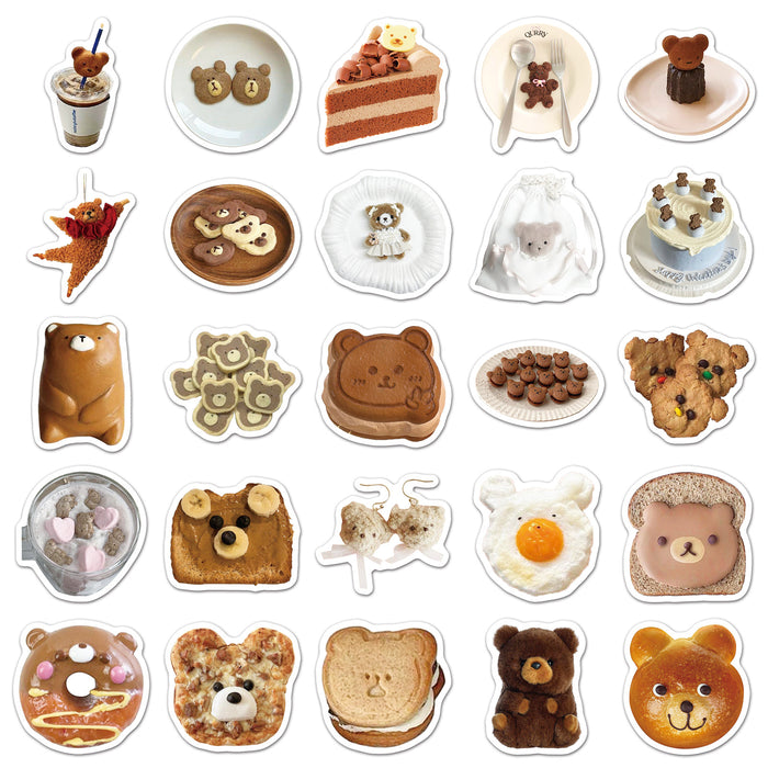 Wholesale 50pcs Bear graffiti stickers animal cartoon bread cute decoration mobile phone case flat creative stickers
