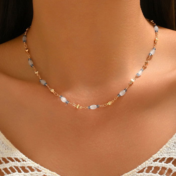 Wholesale Trendy Water Wave Star Necklace Copper Silver Electroplated Fashion Jewelry Accessory