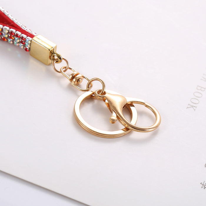 Wholesale Diamond keychain anti-loss decorative bag pendant car key rope headset chain jewelry