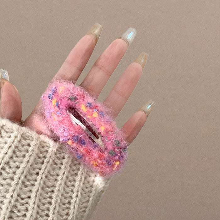 Wholesale Plush Hairpin Women'sBack Head Broken Hair Clip Children's Colorful Bangs Clip Hair Accessories