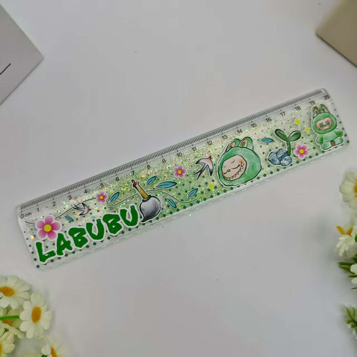 Wholesale Cartoon Quicksand Ruler Gold Powder Decompression Glitter Ruler Set