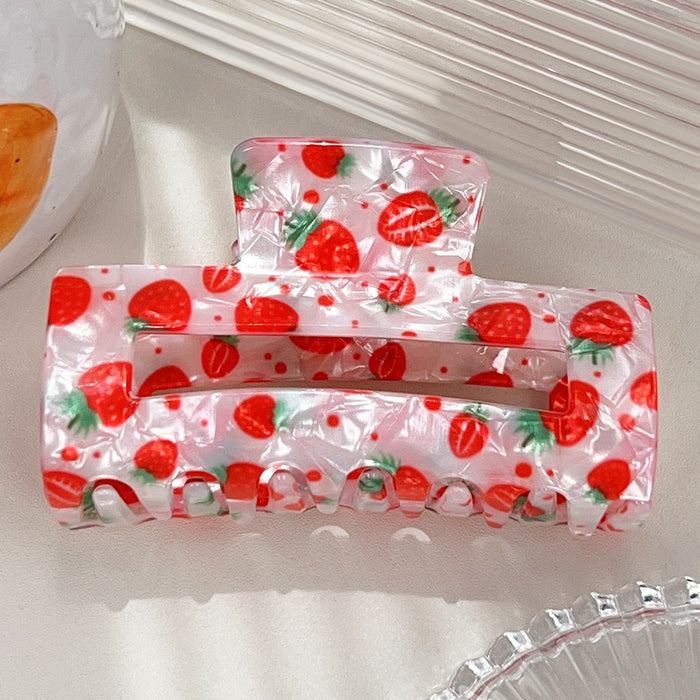 Wholesale Watermelon Print Square Hollow Acrylic Hair Claw Clip