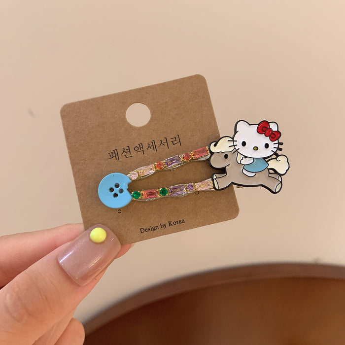 Wholesale Hair Clip Colorfulful Crystal Cat Bangs Side Clip Colorful crystal cat bangs hairpin