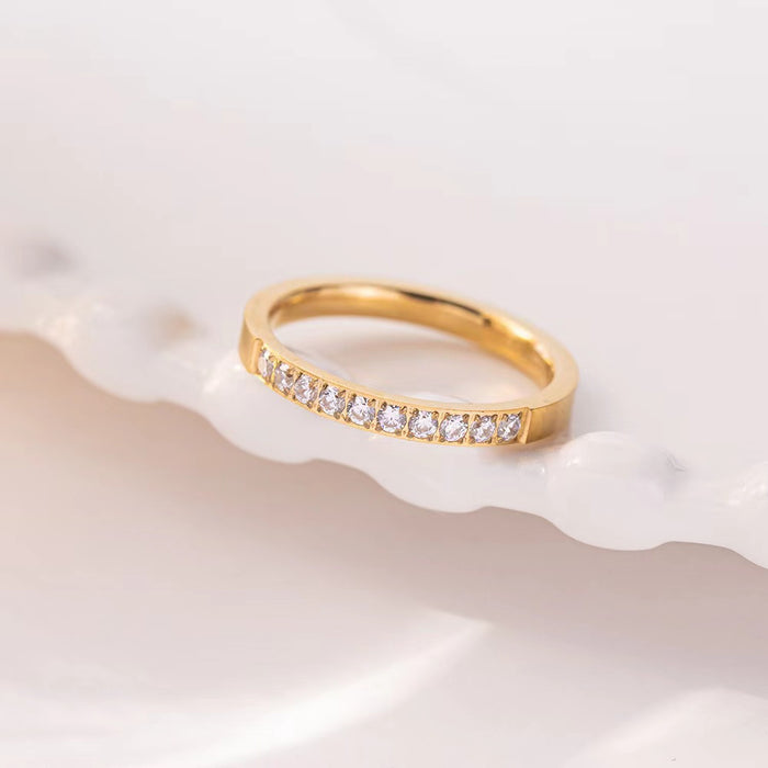Wholesale 2pcs Light Luxury Thin-Band Ring — Versatile &  Stackable — Stylish Stainless Steel with Diamond Accents