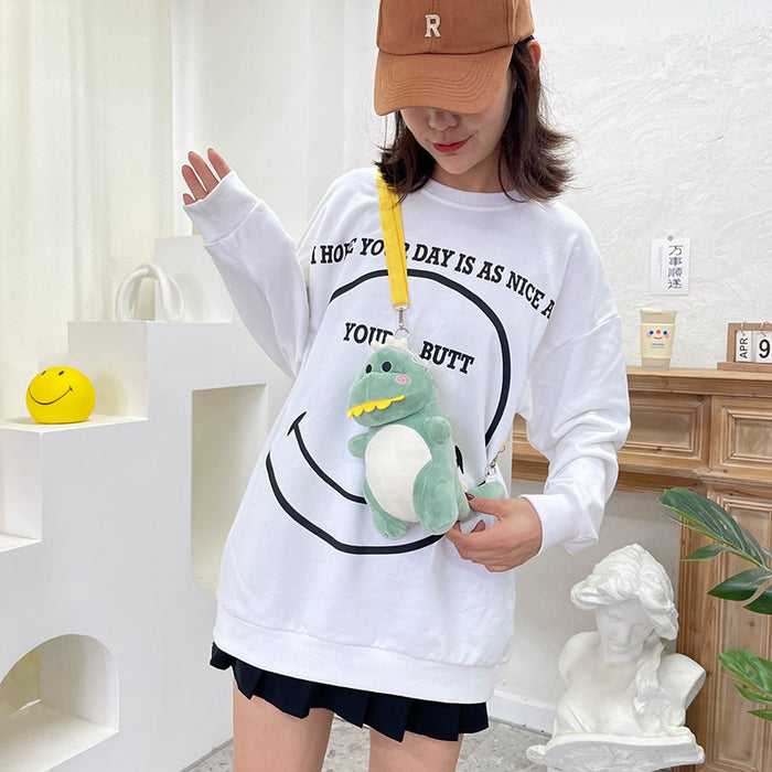 Wholesale dinosaur cartoon messenger bag plush bag shoulder bag