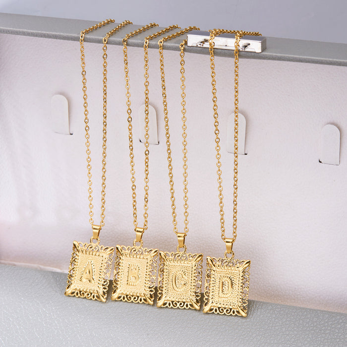 Wholesale Stainless steel necklace with letters Titanium steel colorfast hollow clavicle chain accessories