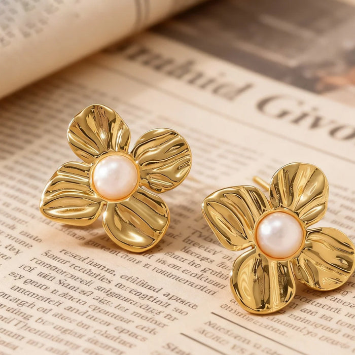 Wholesale Versatile and sophisticated titanium steel flower earrings