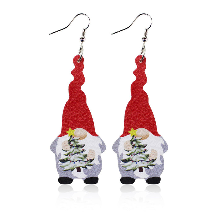 Wholesale Christmas Dwarf Leather Earrings Star Snowflake Holiday Decoration
