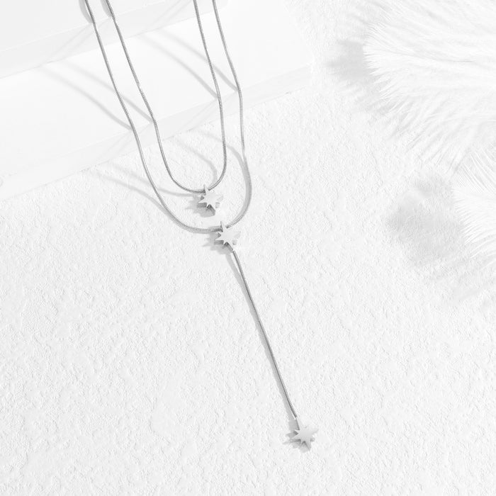 Wholesale 2pcs Luxury layered snake bone chain titanium steel necklace