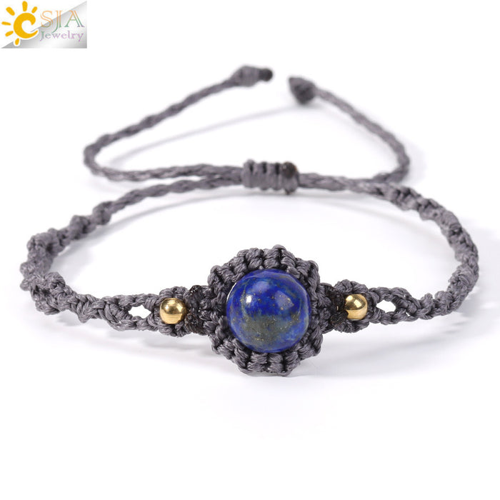 Wholesale Natural Crystal Amethyst Beaded Bracelet Handwoven Adjustable Design Office Lady Style Gift Jewelry