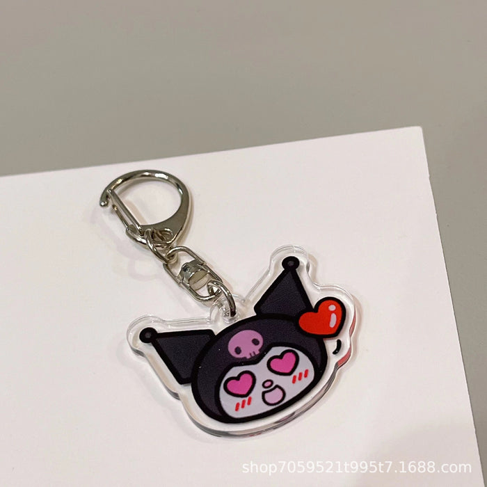 Wholesale Double-sided Keychain Cute Cartoon Book Bag Pendant Transparent Pendant Acrylic Keychain for Men and Women