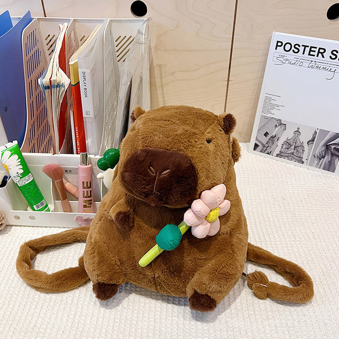 Wholesale Plush Bag Double Backpack Children' s Bag Cute Animal Doll Backpack Cartoon Doll