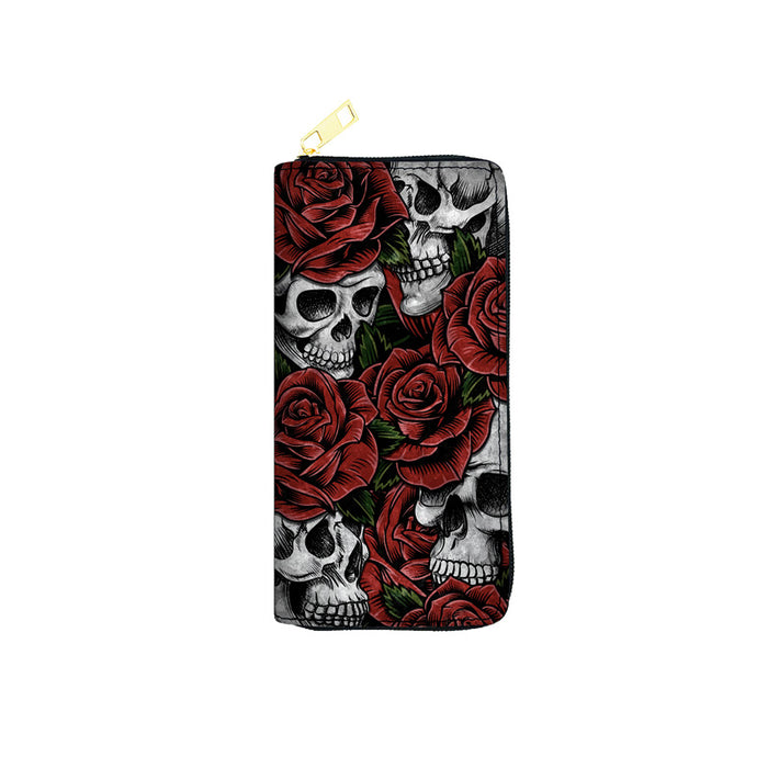 Wholesale 5pcs Cartoon Skull Print Long PU Wallet JDC-WT-JiRui010