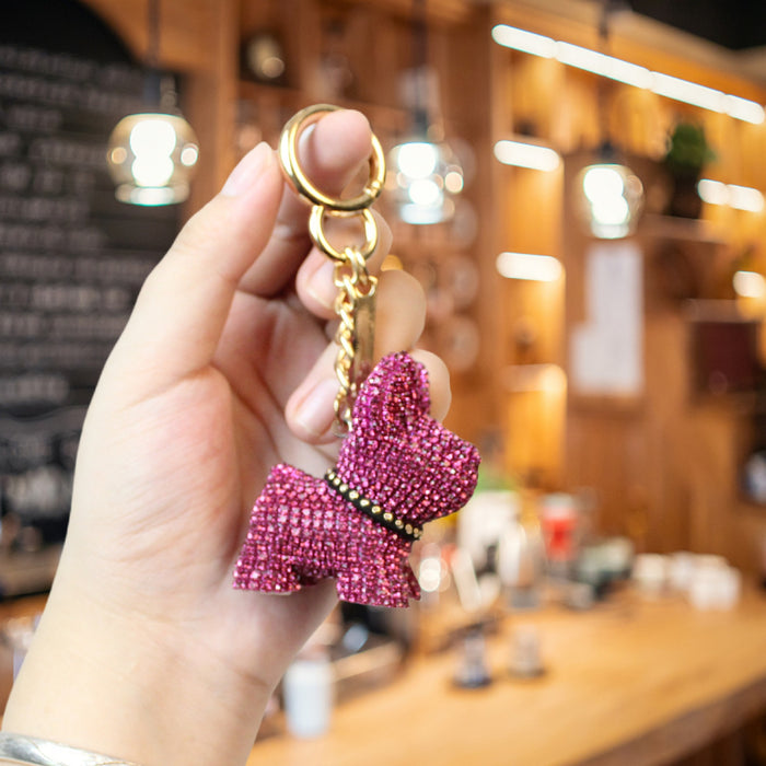 Wholesale diamond-encrusted puppy doll key chain key chain bag metal pendant