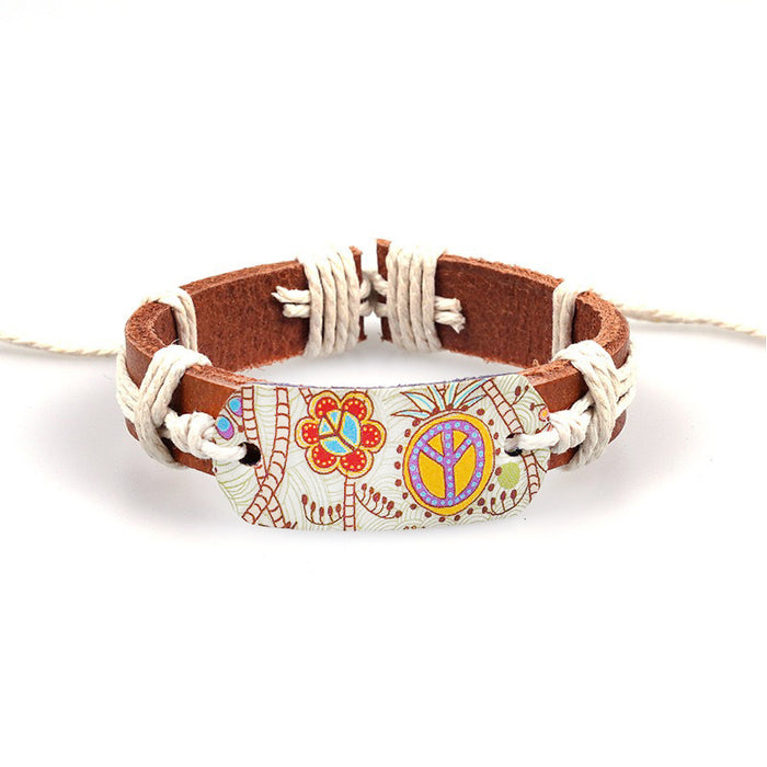 Wholesale Vintage Genuine Leather Ethnic Style Bracelet JDC-BT-QN002