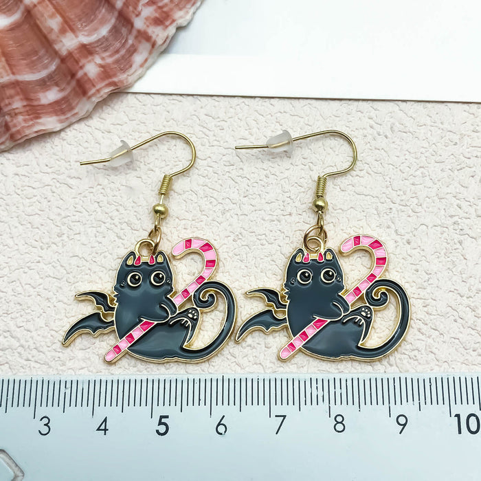 Wholesale Halloween Kitten Alloy Earrings JDC-ES-Oulu002