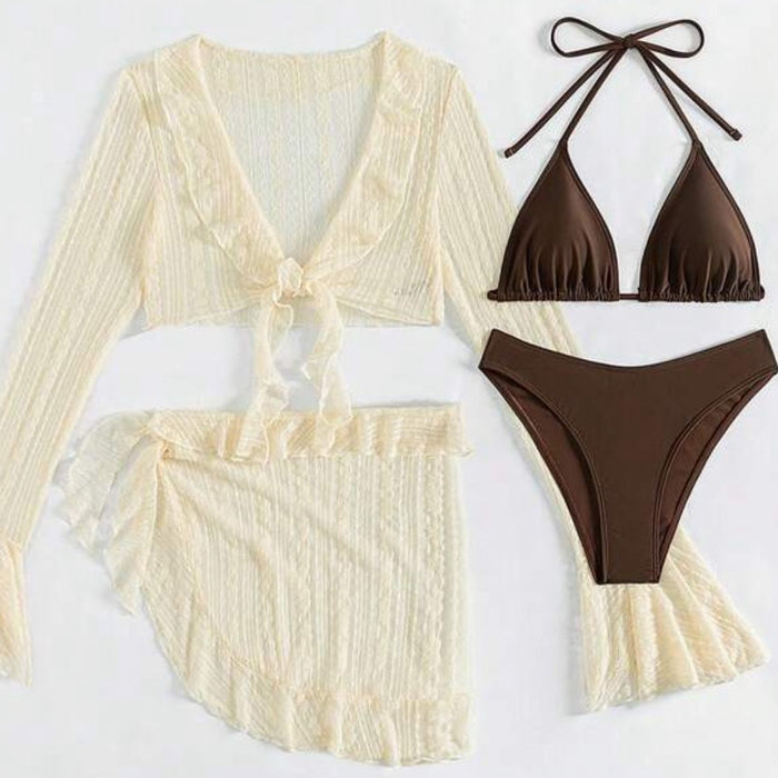 Wholesale Bikini long sleeved sexy four piece set