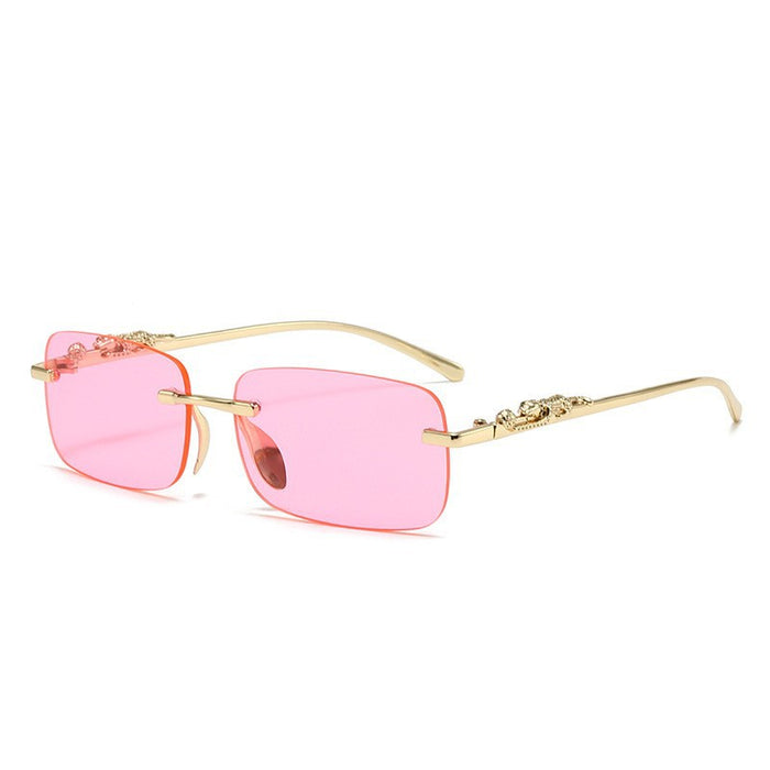 Wholesale Metal frameless glasses, personalized cut edge sunglasses, colored lenses, retro sunglasses, color changing sunglasses