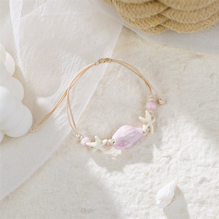 Wholesale Ceramic Beach Style Handmade Bracelet Women' s Bohemian Starfish Conch Beaded Jewelry
