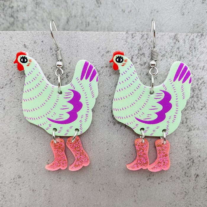 Wholesale  Earrings  Christmas Rooster Acrylic Earrings Holiday Ornaments