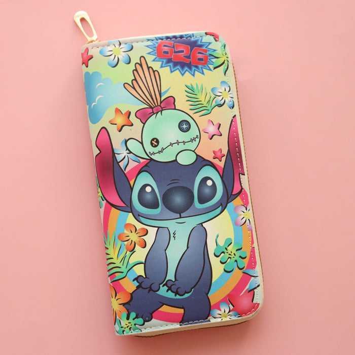 Wholesale PU cartoon long wallet coin purse with zipper and large capacity card holder