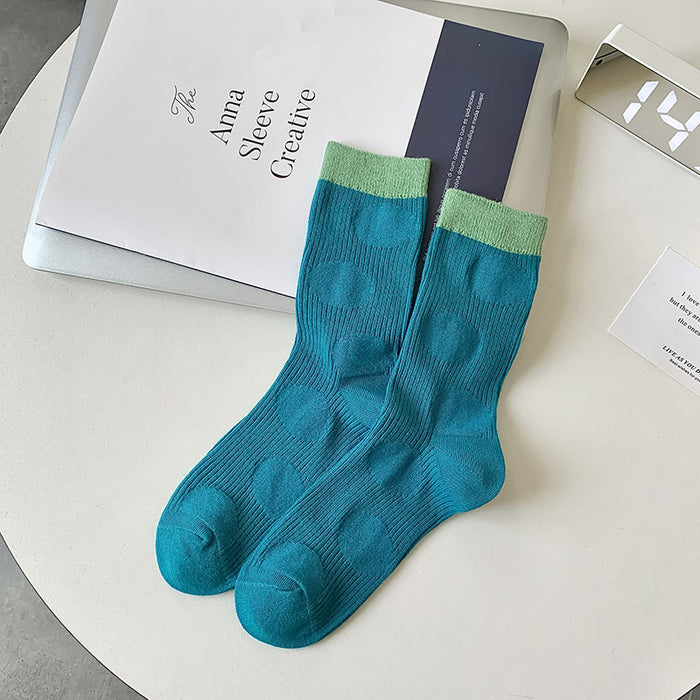 Wholesale New socks, retro mid tube double needle socks, stacked socks