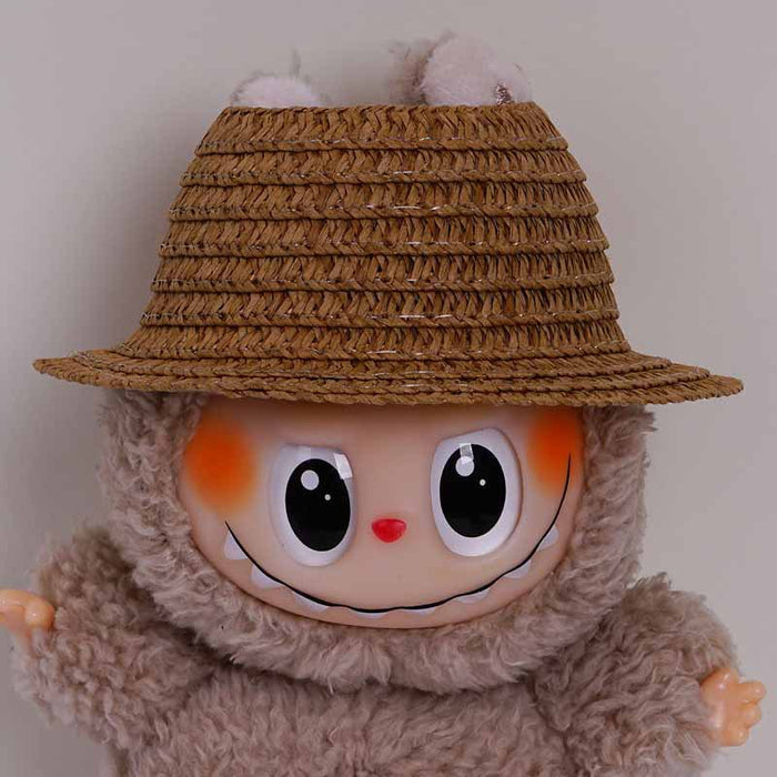 Wholesale  mini hollow top woven straw hat dome wave pull cloth leaking ear hat dress-up baby clothes accessories