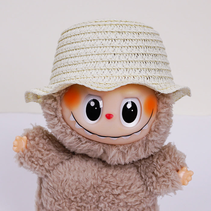 Wholesale  mini hollow top woven straw hat dome wave pull cloth leaking ear hat dress-up baby clothes accessories