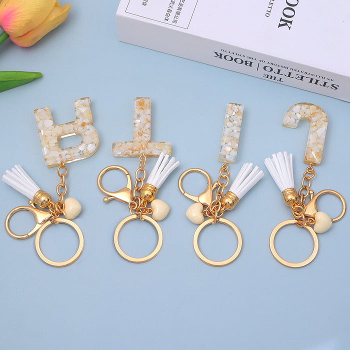 Wholesale New Gold Foil Drop Glue Letter Pendant Keychain Girl Bag Pendant Girlfriend Gift