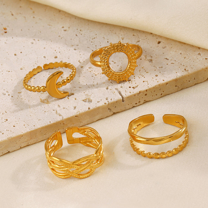 Wholesale Stainless Steel Gold Plated line cross Adjustable rings